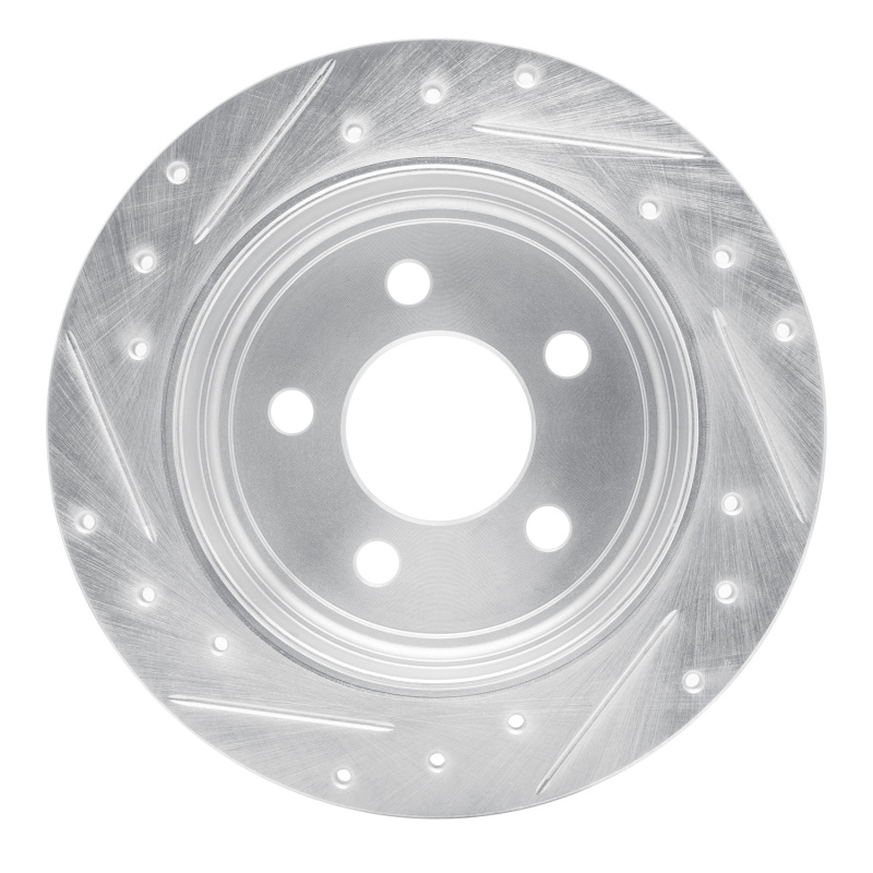 Jeep Liberty Brake Rotor (1) - Rear Right - R1 Concepts - Drilled & Slotted - Silver - `03-`07